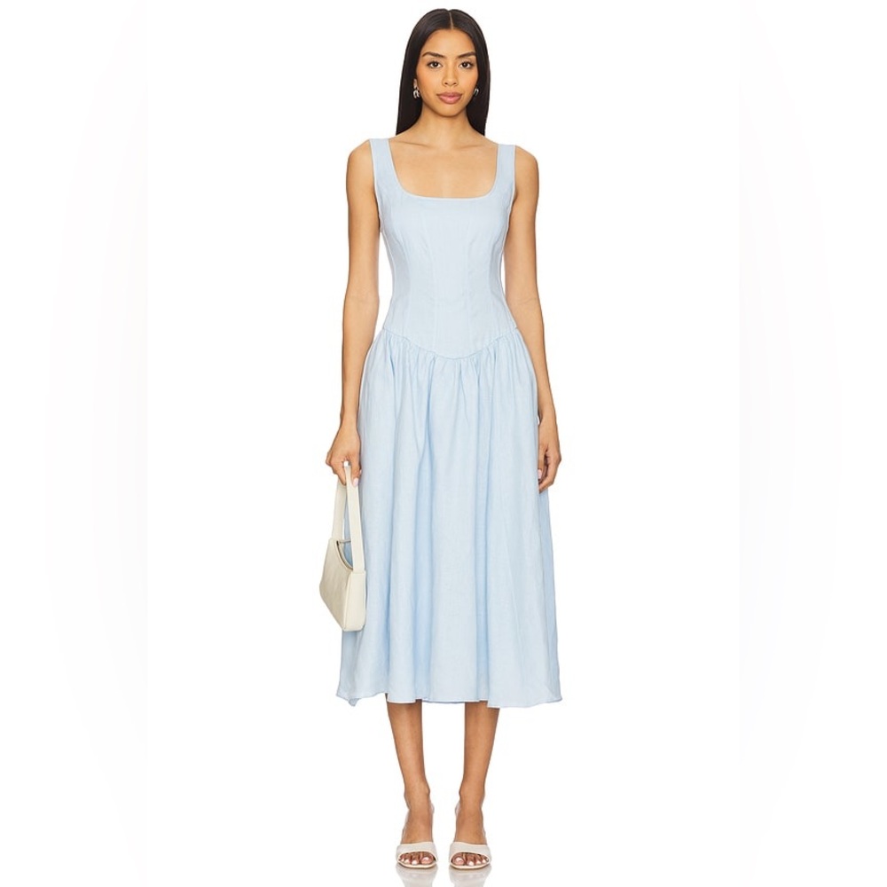 Astr Light Blue Midi Dress